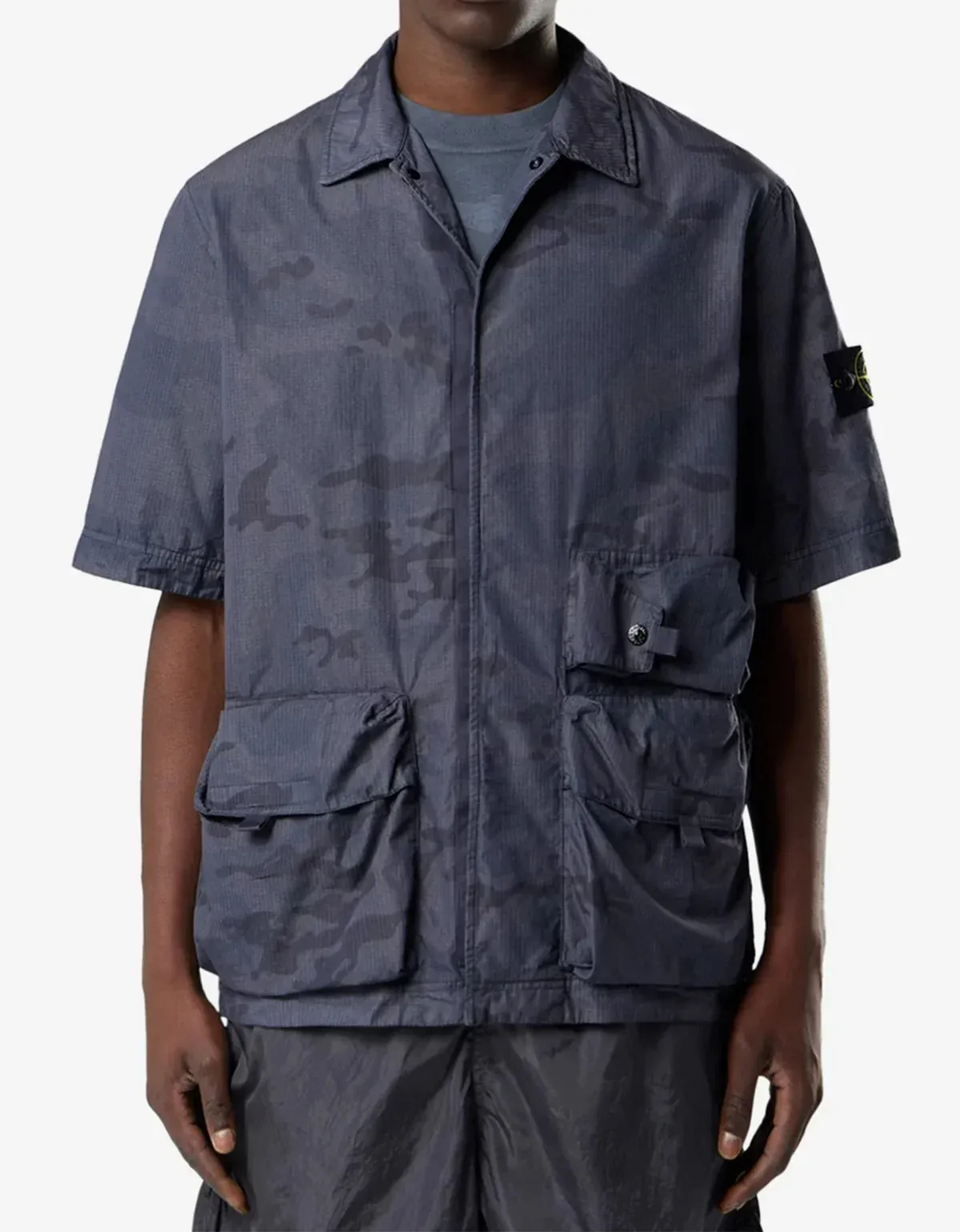 Stone Island Blue Grey Faded Camo Ripstop-TC Shirt sold by Zoo Fashions product image thumbnail 3