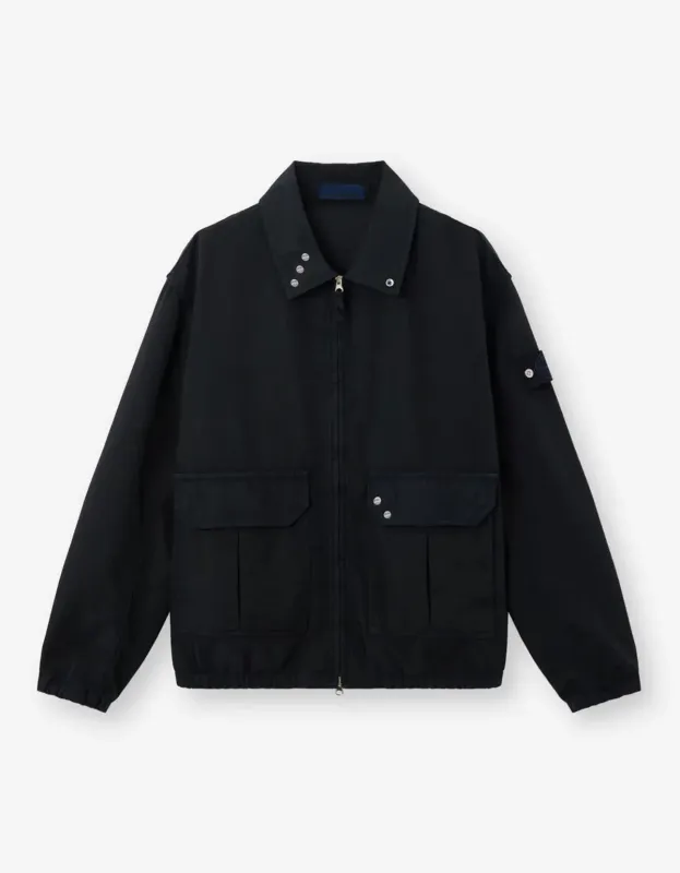 Stone Island Blue Dense Oxford Nylon-TC Jacket made by Stone Island