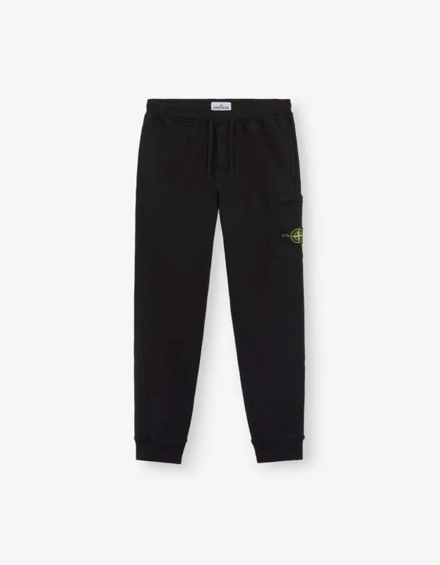 Stone Island Black Compass Cargo Pocket Sweat Pants made by Stone Island