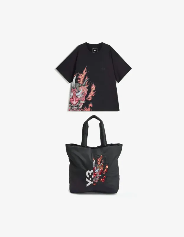 Y-3 Black Graphic Short Sleeve T-Shirt & Tote Bag made by Y-3