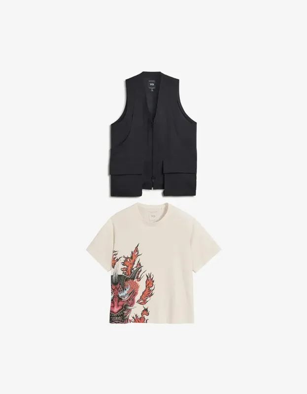 Y-3 Black Sport Uniform Pocket Vest & White T-Shirt made by Y-3