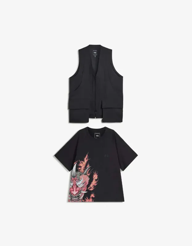 Y-3 Black Sport Uniform Pocket Vest & Black T-Shirt made by Y-3