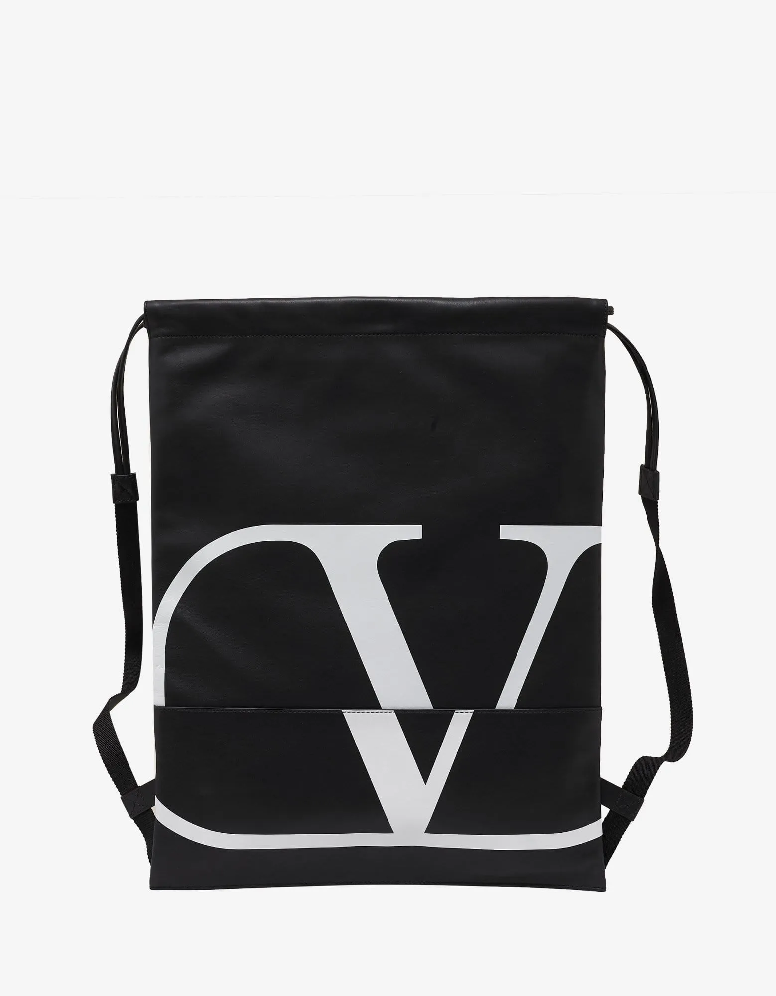Valentino Garavani VLOGO Leather Drawstring Backpack sold by Zoo Fashions