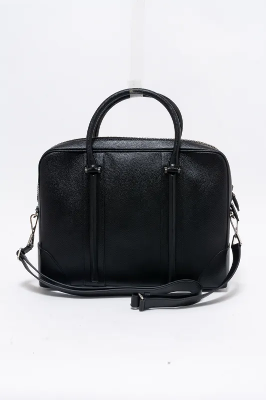 Black Leather Briefcase with Shoulder Strap made by Givenchy