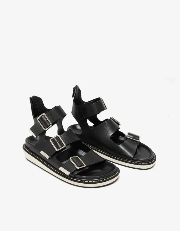 Givenchy Black Leather Belted Sandals made by Givenchy