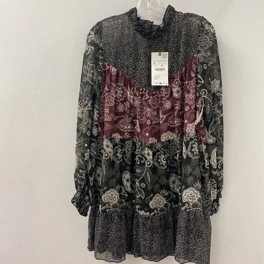 ZARA WOMEN'S BLOUSE/SHIRT black red white print XL sold by The Comeback