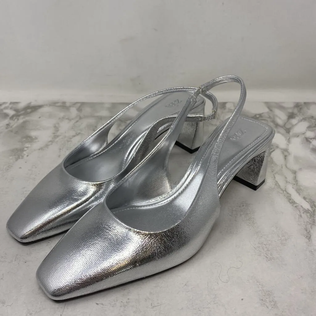 ZARA WOMEN'S HEELS silver 38 sold by The Comeback