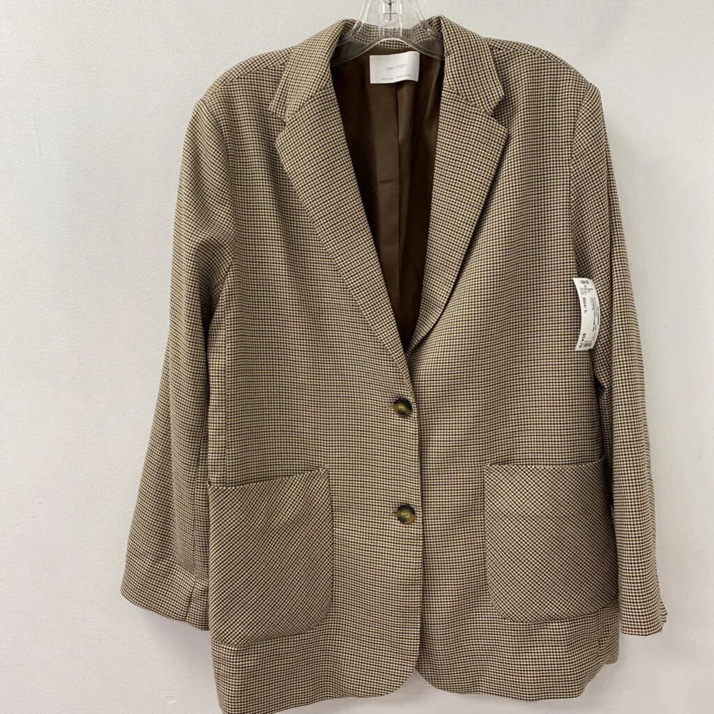 OAK + FORT WOMEN'S BLAZER/JACKET beige blue brown L sold by The Comeback