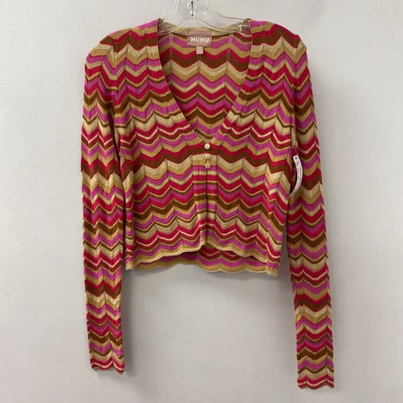 show me your MUMU WOMEN'S CARDIGAN pink beige brown XS sold by The Comeback