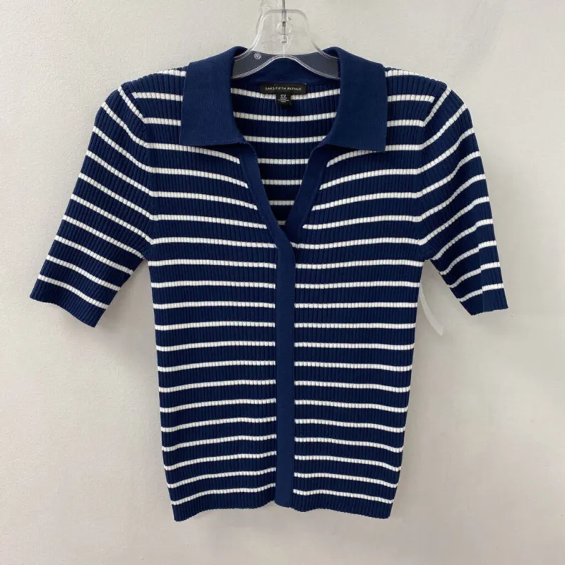 SAKS FIFTH AVE WOMEN'S SWEATER blue white M sold by The Comeback