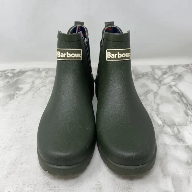 BARBOUR WOMEN'S RAIN BOOTS olive green 7 made by Barbour