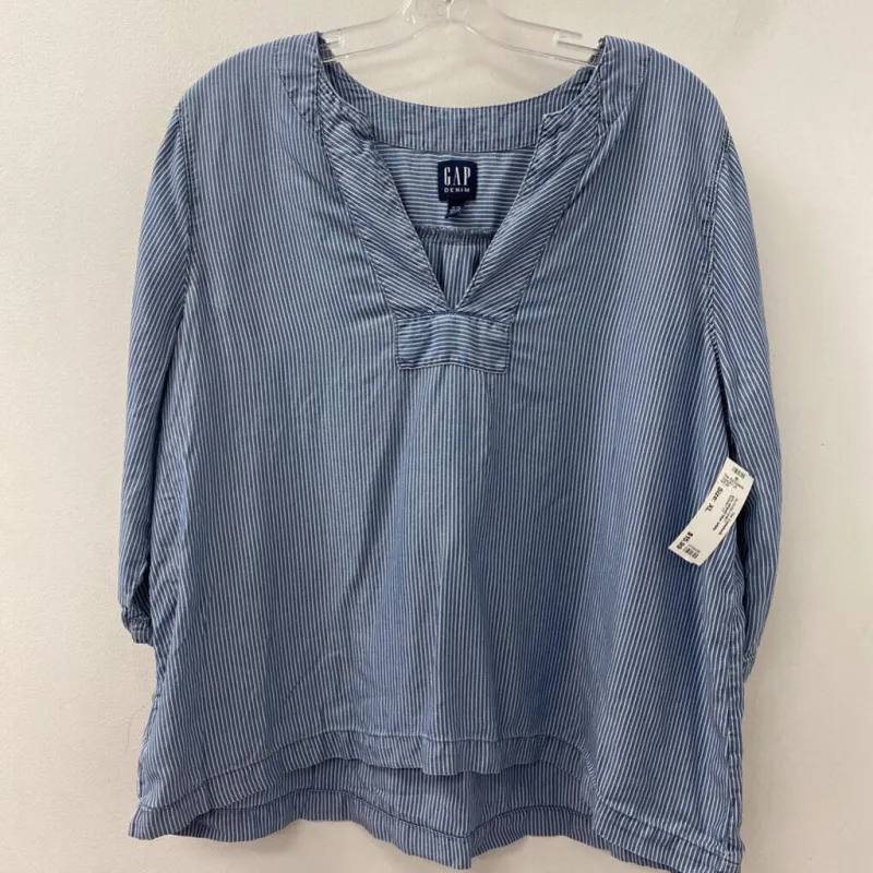 WOMEN'S BLOUSE/SHIRT blue white XL sold by The Comeback