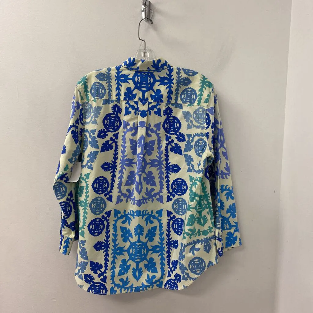 ZARA WOMEN'S BLOUSE/SHIRT ivory blue green M sold by The Comeback product image thumbnail 3