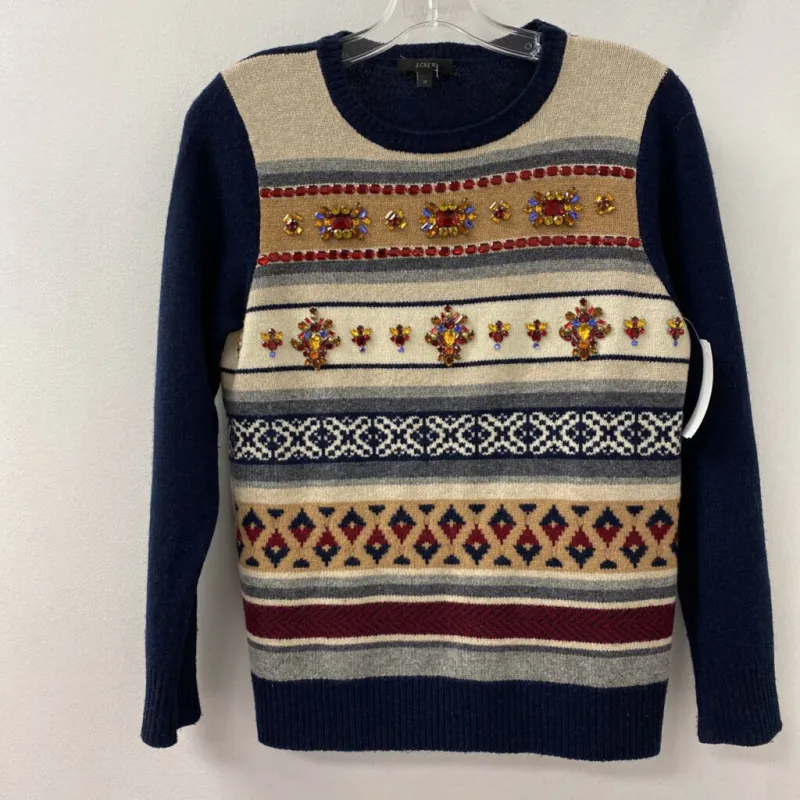 J CREW WOMEN'S SWEATER navy cream red M sold by The Comeback