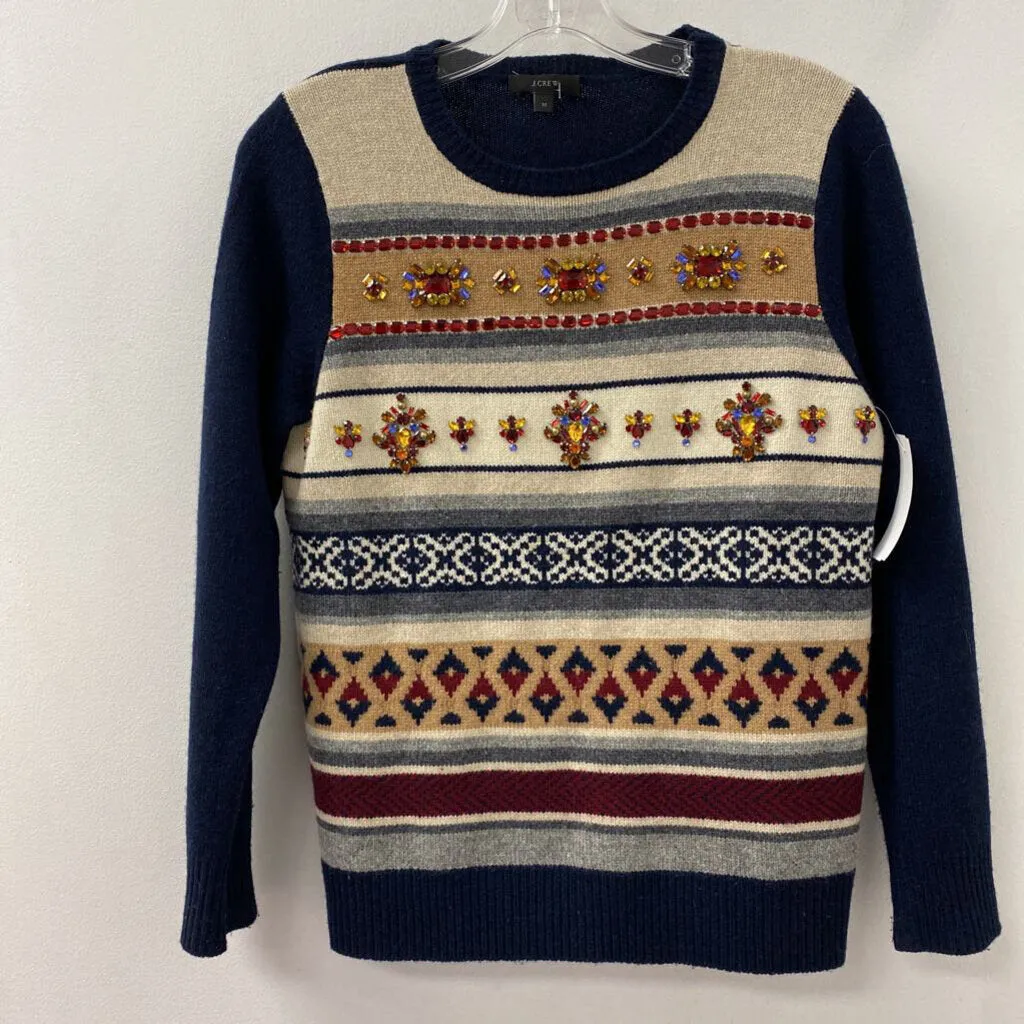 J CREW WOMEN'S SWEATER navy cream red M sold by The Comeback