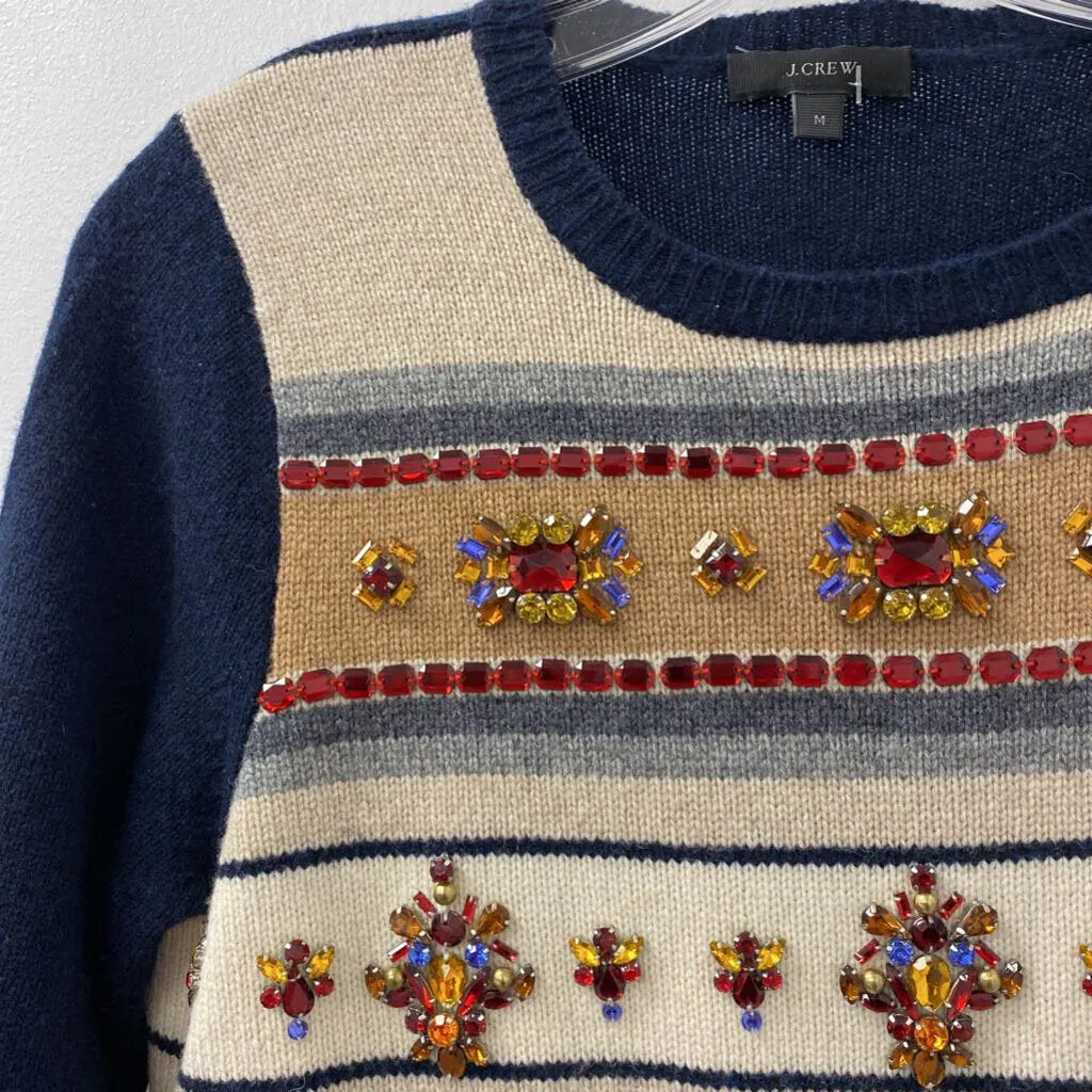 J CREW WOMEN'S SWEATER navy cream red M sold by The Comeback product image thumbnail 2