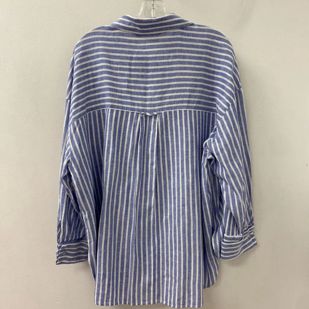 ZARA WOMEN'S BLOUSE/SHIRT blue white L sold by The Comeback product image thumbnail 2