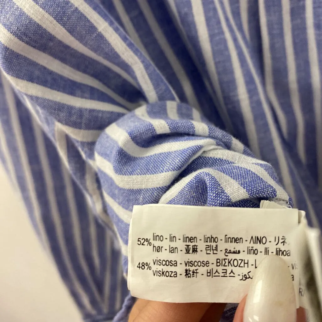 ZARA WOMEN'S BLOUSE/SHIRT blue white L sold by The Comeback product image thumbnail 3