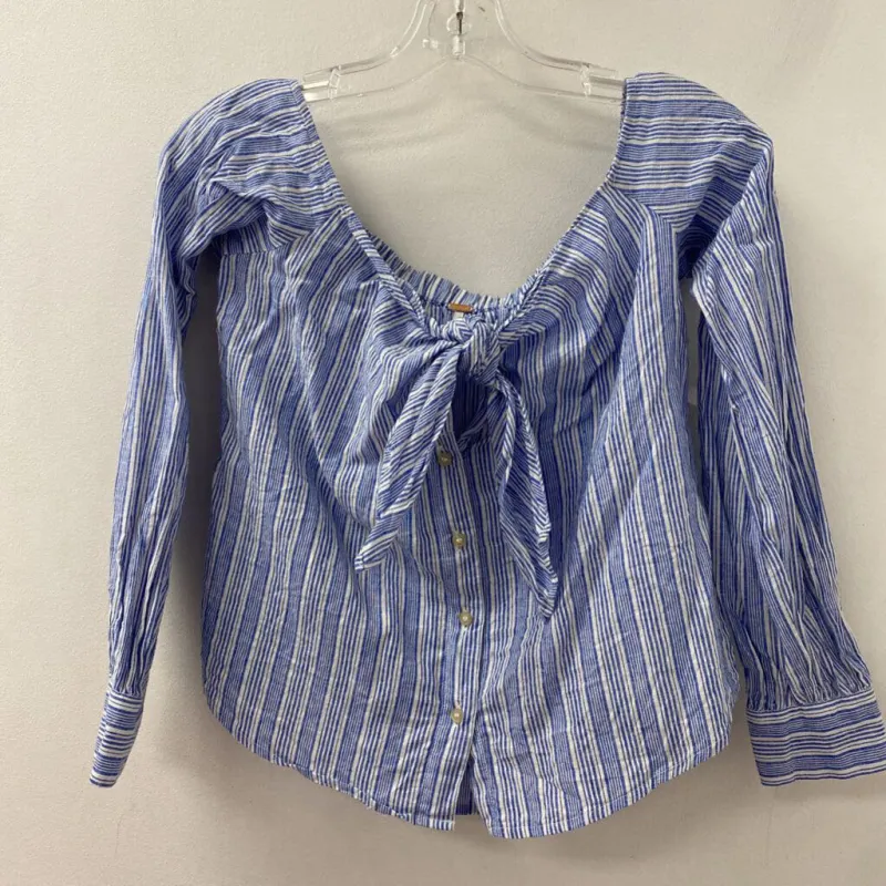 FREE PEOPLE WOMEN'S BLOUSE/SHIRT blue white XS made by Free People