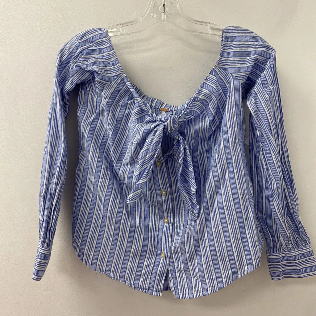 FREE PEOPLE WOMEN'S BLOUSE/SHIRT blue white XS sold by The Comeback