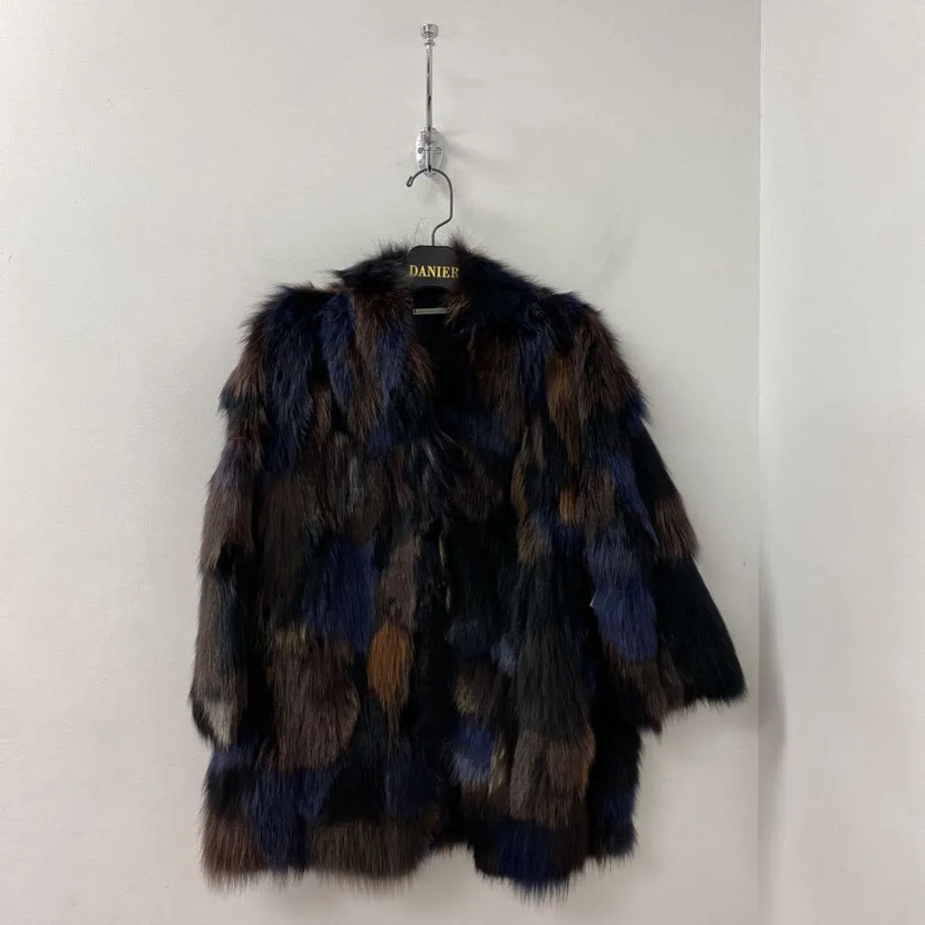 DIANE von FURSTENBERG WOMEN'S COAT black navy tan L sold by The Comeback