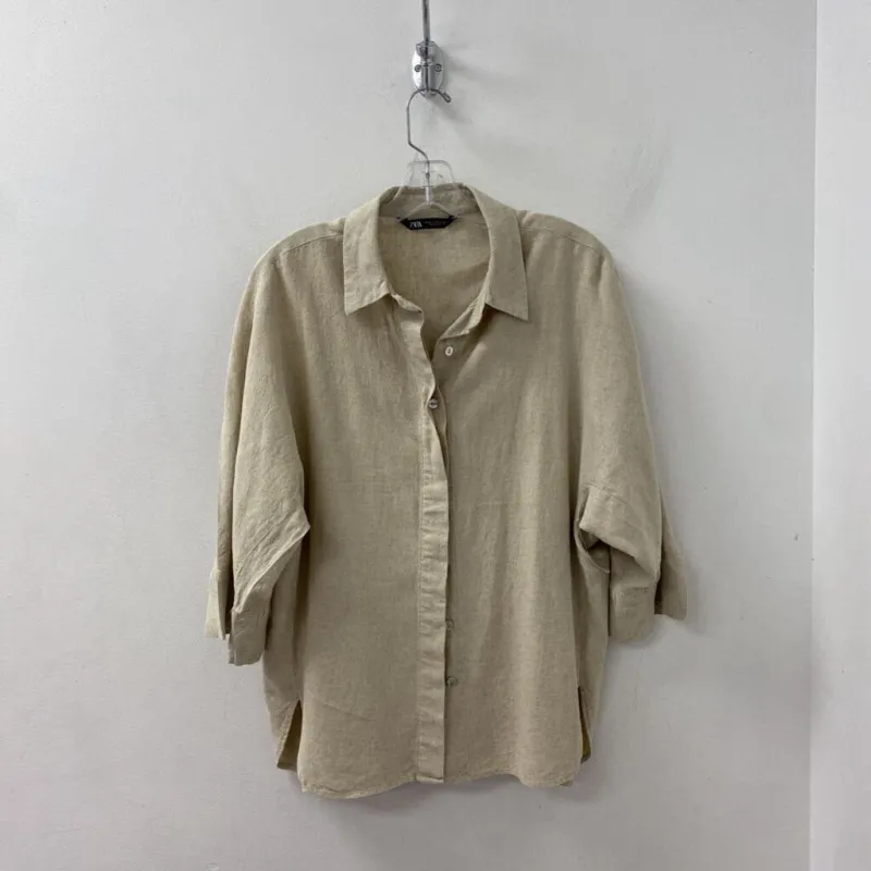 ZARA WOMEN'S BLOUSE/SHIRT beige M made by Zara