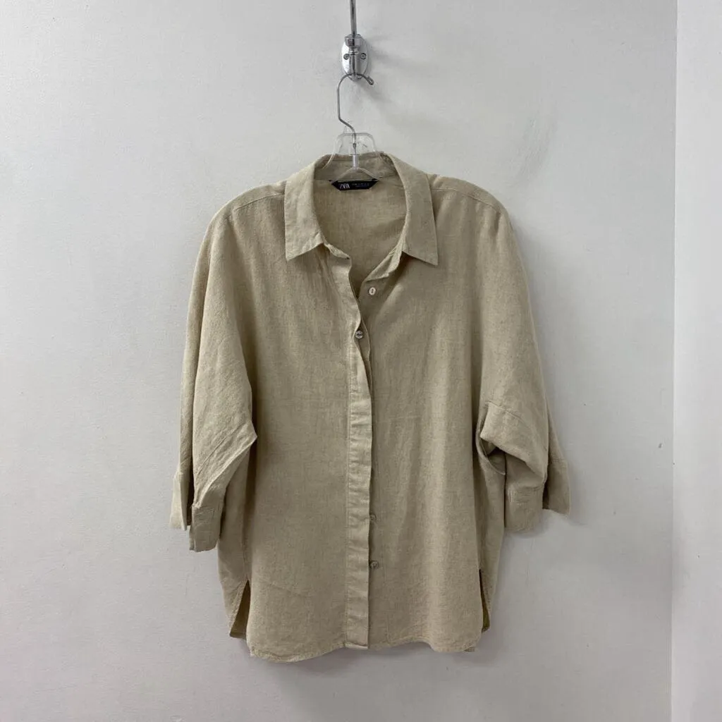 ZARA WOMEN'S BLOUSE/SHIRT beige M sold by The Comeback