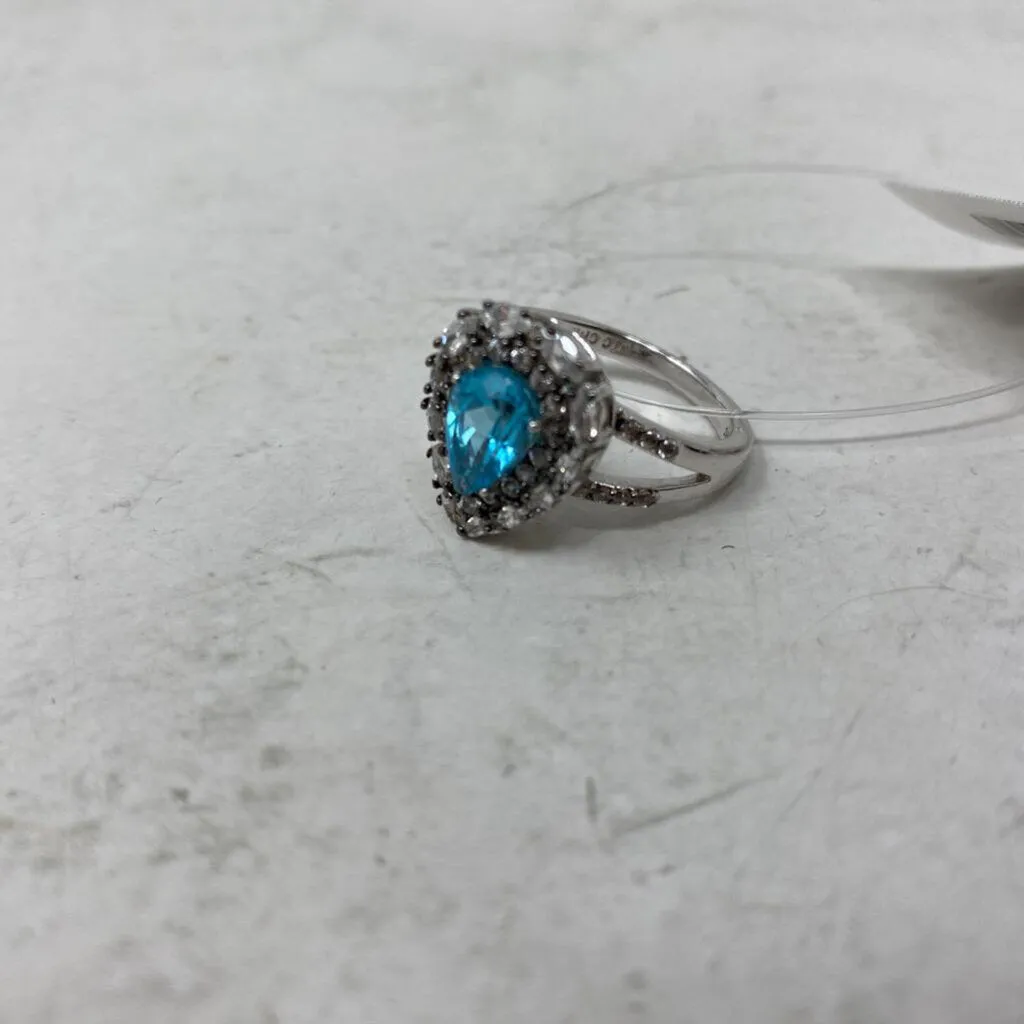 925 WOMEN'S RING blue silver 8 sold by The Comeback