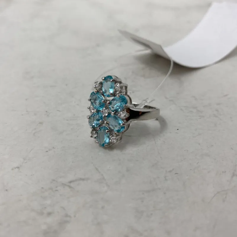 925 WOMEN'S RING blue silver 8.75 made by The Comeback