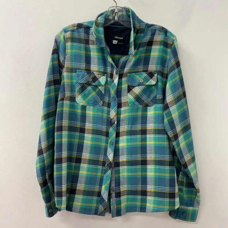 MARMOT WOMEN'S BLOUSE/SHIRT green plaid L made by Marmot