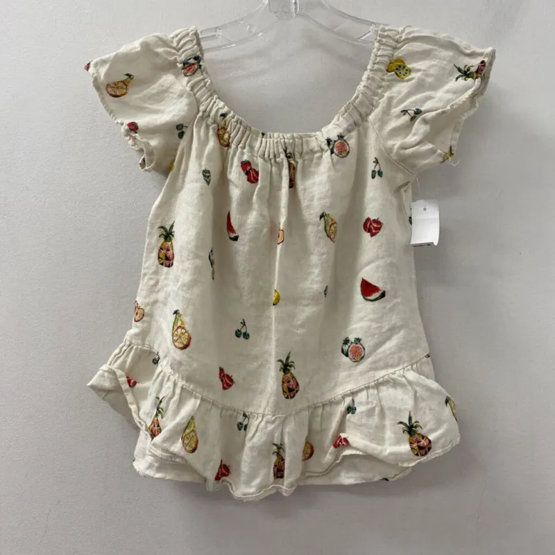 ZARA WOMEN'S BLOUSE/SHIRT cream tropical fruit S made by Zara