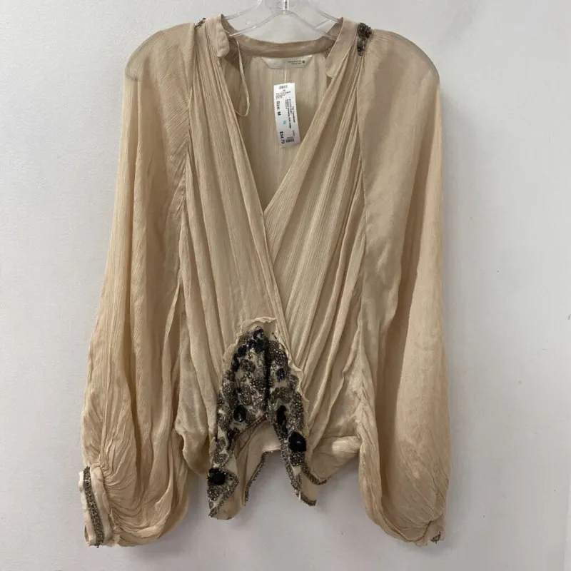 ZARA WOMEN'S BLOUSE/SHIRT beige M made by Zara