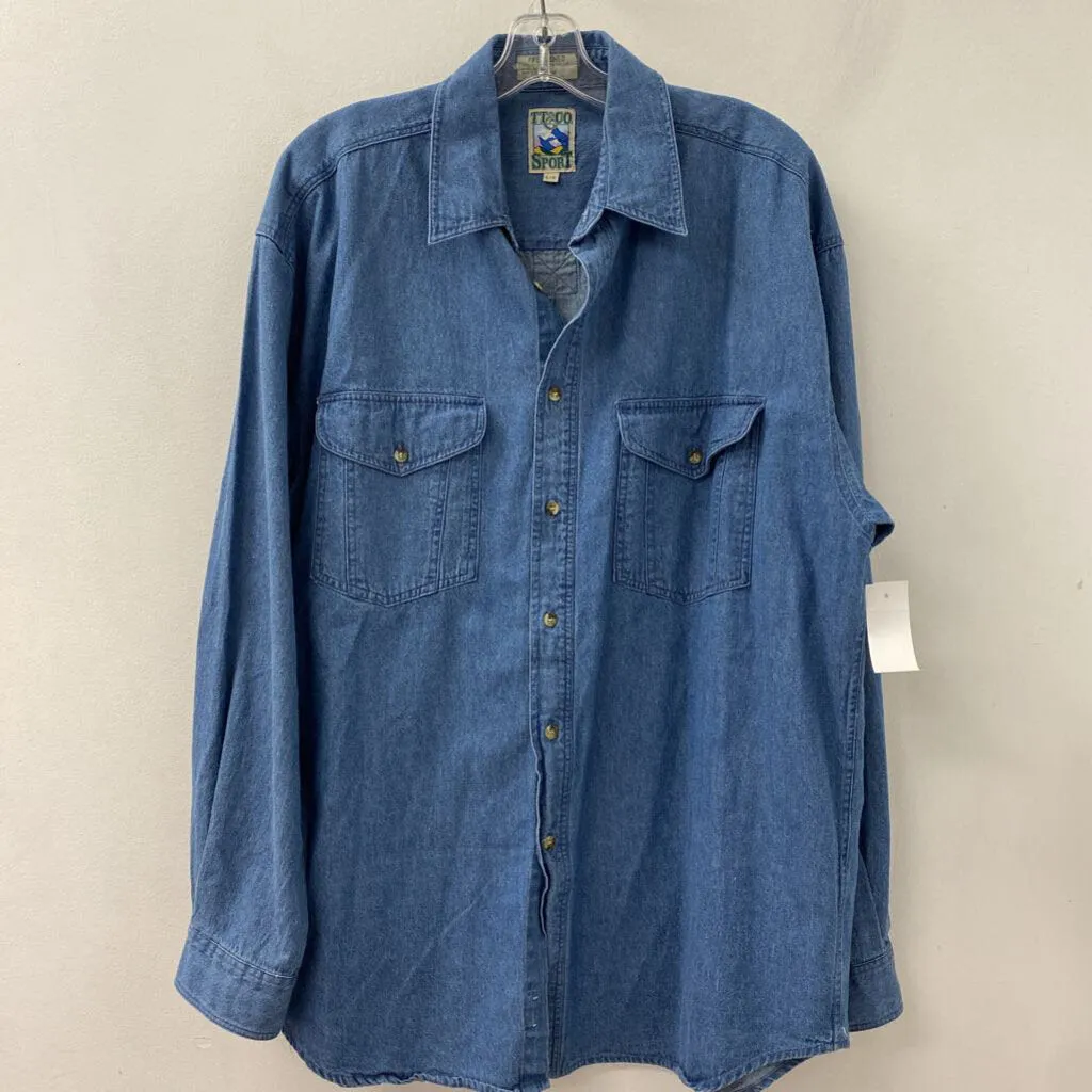 WOMEN'S BLOUSE/SHIRT denim-blue L men's sold by The Comeback
