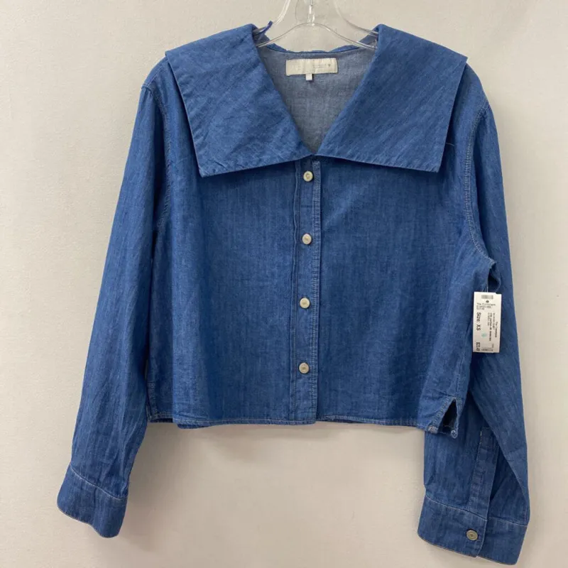 ZARA WOMEN'S BLOUSE/SHIRT denim-blue XS made by Zara