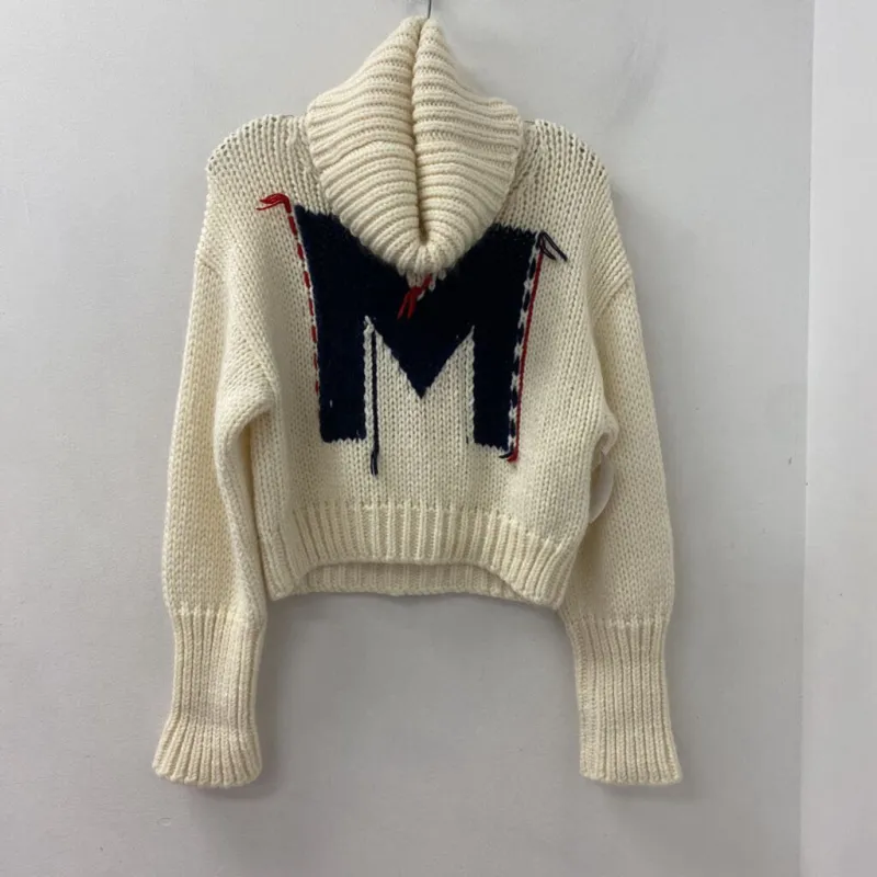 MONCLER WOMEN'S SWEATER cream navy red S made by Moncler