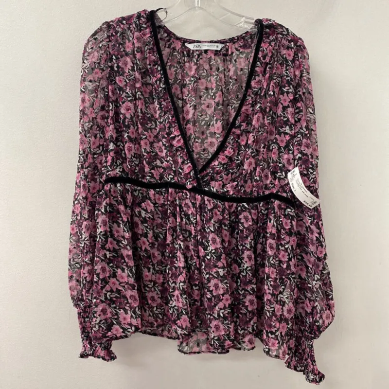 ZARA WOMEN'S BLOUSE/SHIRT pink purple L made by Zara