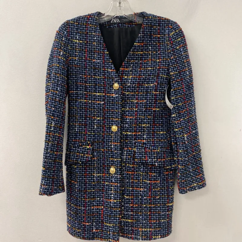 ZARA WOMEN'S BLAZER/JACKET blue red mix XS made by Zara