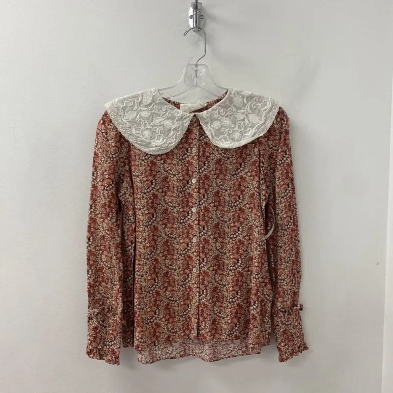 BA&SH WOMEN'S BLOUSE/SHIRT white pink multi XS/0 made by ba&sh