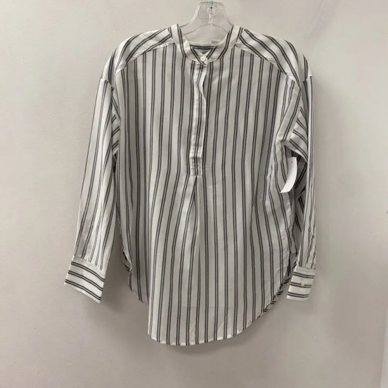 Banana Republic WOMEN'S BLOUSE/SHIRT white grey stripes XS sold by The Comeback