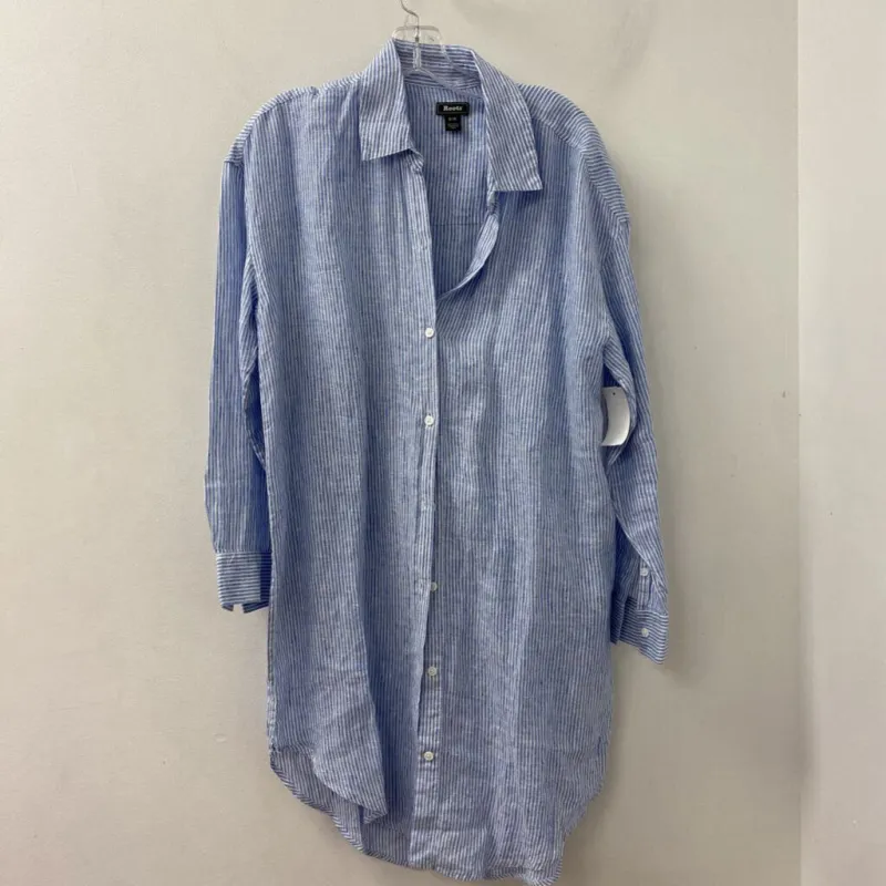 ROOTS WOMEN'S DRESS blue white stripe M sold by The Comeback