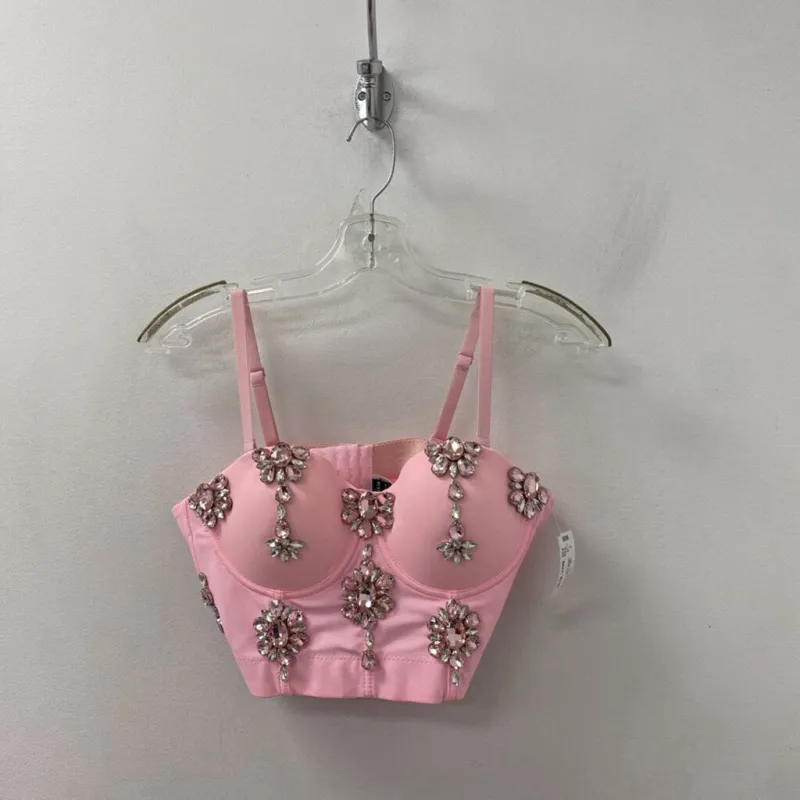 SHEIN WOMEN'S TOP pink silver 8/10 sold by The Comeback