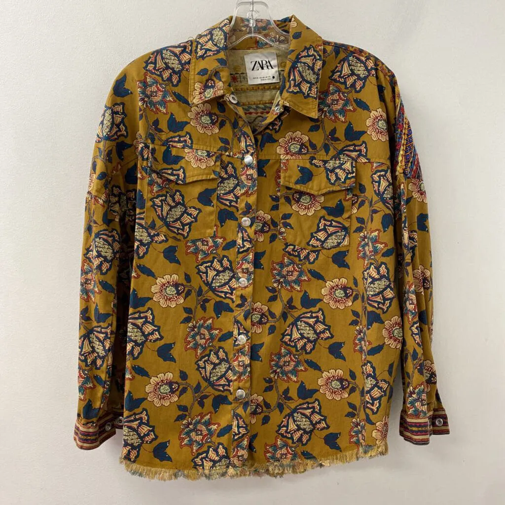 ZARA WOMEN'S BLOUSE/SHIRT burnt red blue multi XS sold by The Comeback