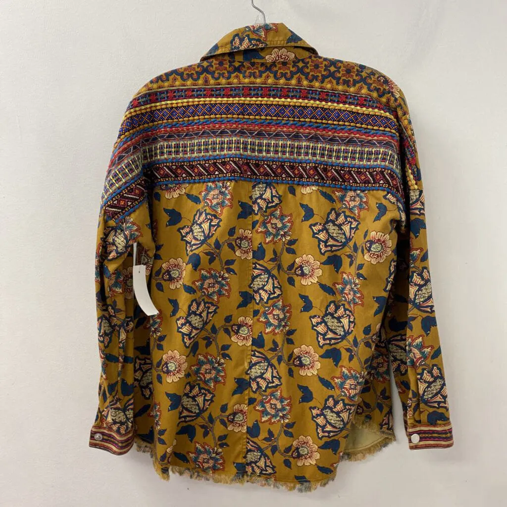 ZARA WOMEN'S BLOUSE/SHIRT burnt red blue multi XS sold by The Comeback product image thumbnail 2