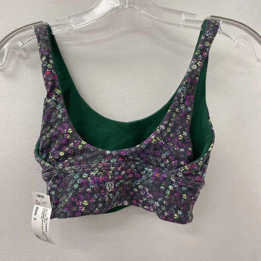 LULULEMON WOMEN'S ACTIVE BRA green grey floral 2 sold by The Comeback product image thumbnail 2
