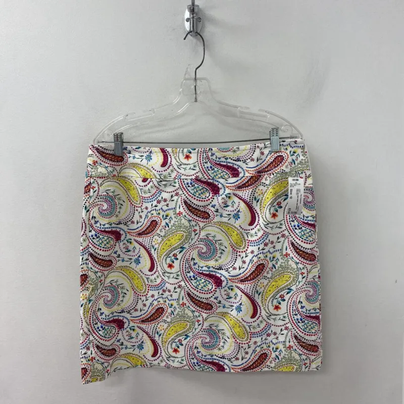TALBOTS WOMEN'S SKIRT white multi paisley 12 made by Talbots