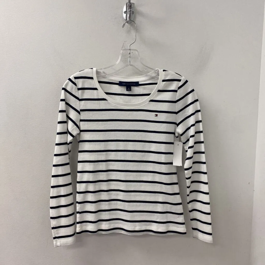TOMMY HILFIGER WOMEN'S T-SHIRT white navy stripe S sold by The Comeback