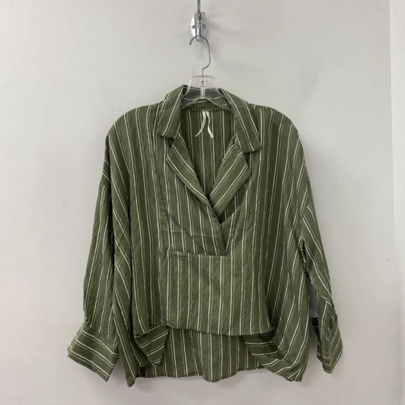 ANTHROPOLOGIE WOMEN'S BLOUSE/SHIRT green white XS made by Anthropologie