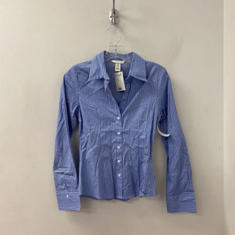 H&M WOMEN'S BLOUSE/SHIRT blue white XS made by H&M