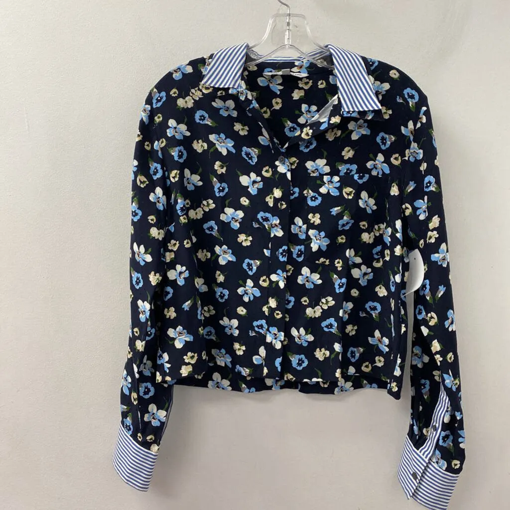 VERONICA BEARD WOMEN'S BLOUSE/SHIRT navy blue green cream 6 sold by The Comeback