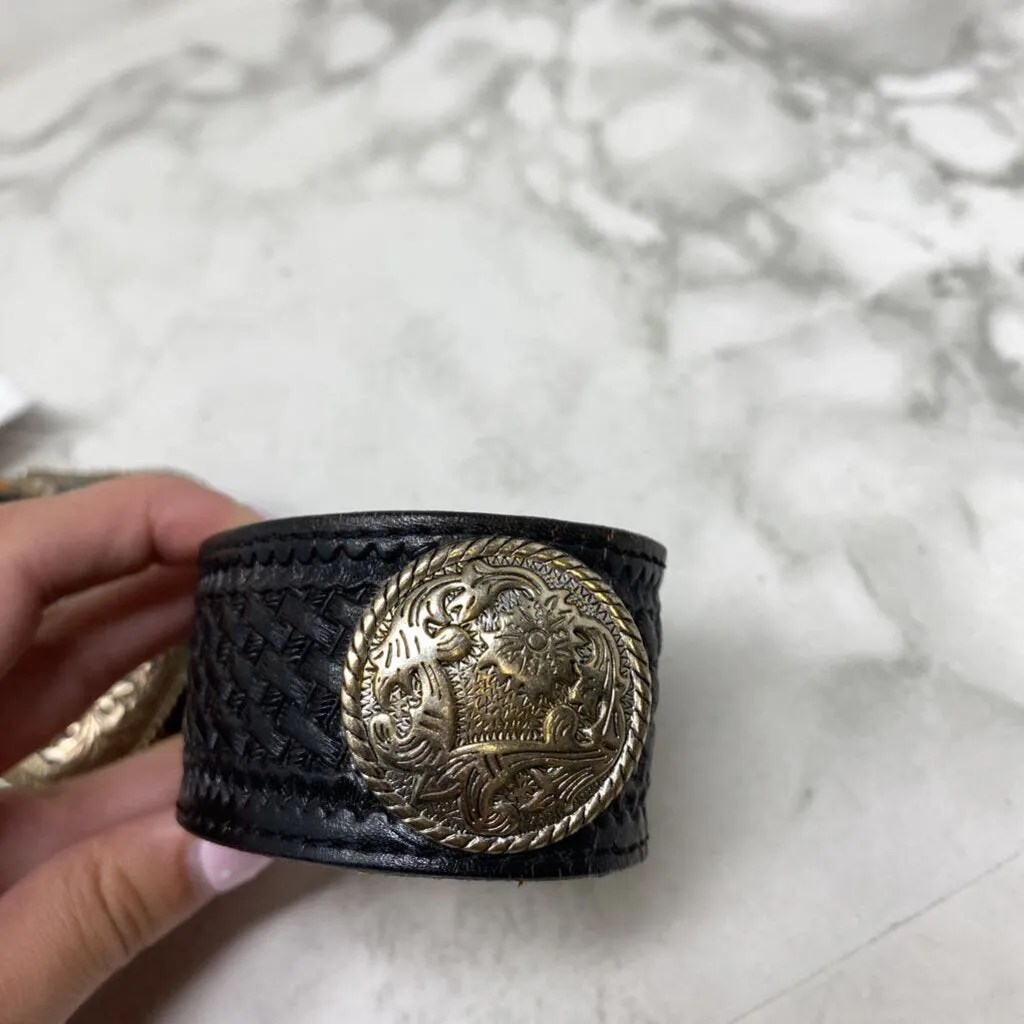 BRAVE LEATHER WOMEN'S BELT black gold 30" sold by The Comeback product image thumbnail 3